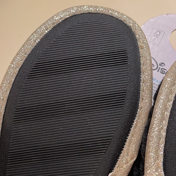 🆕Disney Mickey Mouse Quilted Black/Gold Glitter Slippers & Metallic Icon Charms - Picture 5 of 11